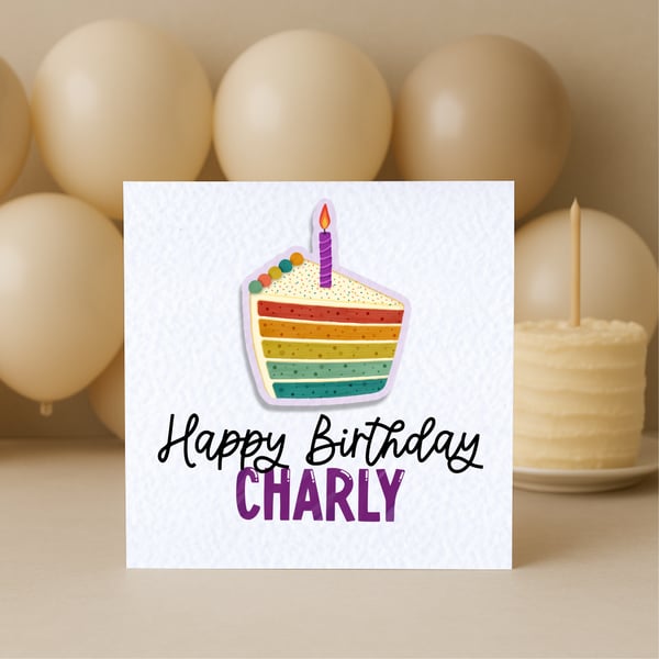 Rainbow Cake Birthday Card