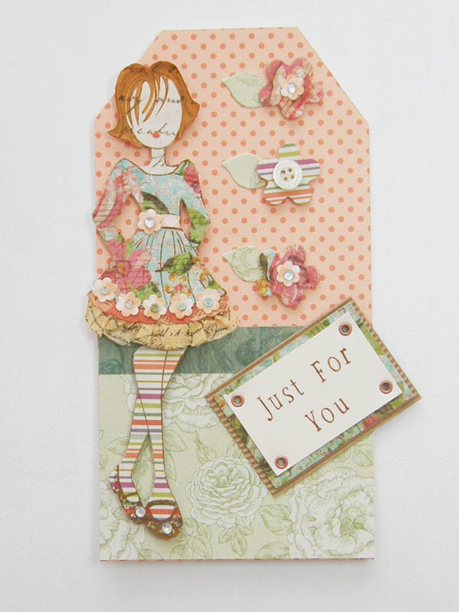 Handmade Doll Card, Ella in Autumn Colours