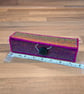Pencil case with lid and button closure - autumnal colours with magenta edging - Image 1
