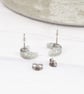 Titanium posts - Crescent moon - Silver holographic glitter stud earrings - Image 3
