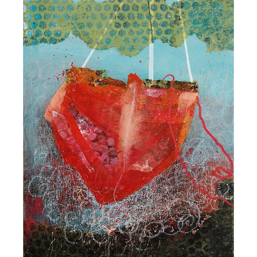 Abstract Boat Painting Coastal Harbour Nautical Sea Coast Themed Artwork 10 x 12