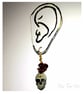 Red Cross Sugar Skull Earrings with Red Metal Roses  - Image 3
