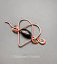 Copper brooch for knitted Shawl and Sweater, black agate shawl pin - Image 1