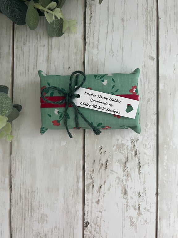 Tissue Holder, Pocket Tissue Holder, Tissue Pouch, Travel Accessory Green