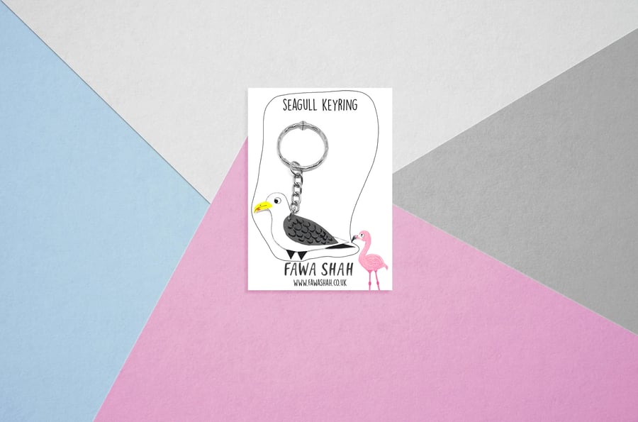 Seagull Keyring - Handpainted - Bag Charm