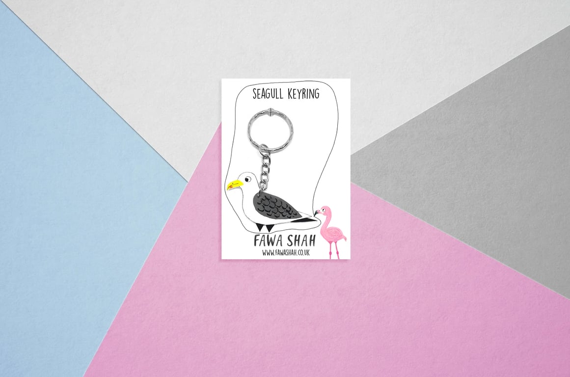 Seagull Keyring - Handpainted - Bag Charm