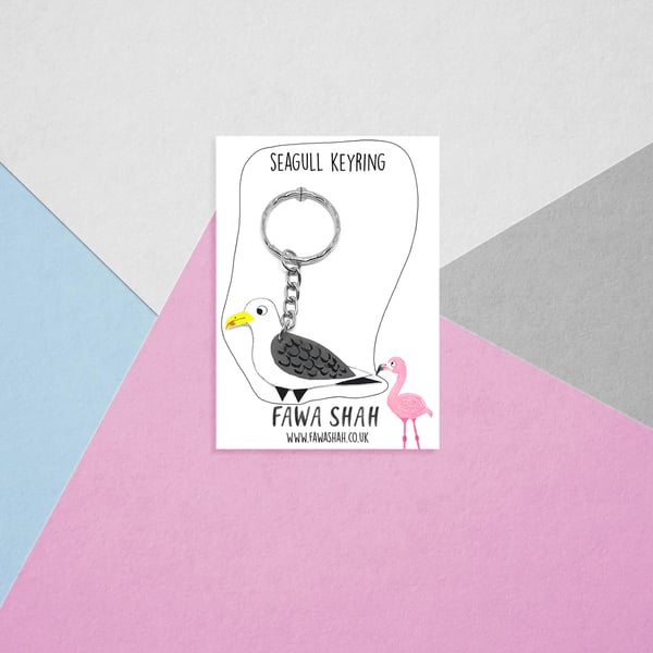 Seagull Keyring - Handpainted - Bag Charm