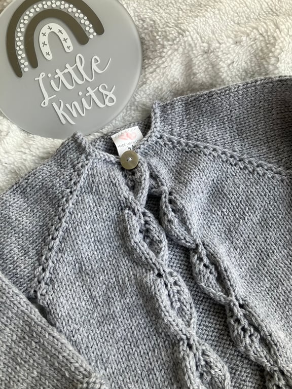 Hand Knitted ‘Aida’ Baby Girl’s Cardigan (3-6 months)