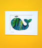 A multicoloured batik 'Whale' fabric picture - 7x5 inches including mount - Image 9