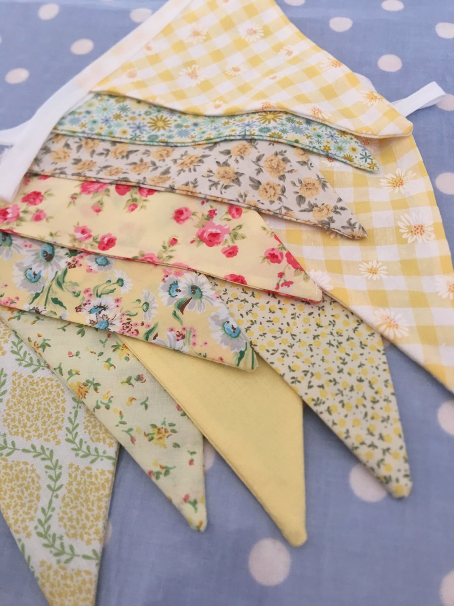 Shades of yellow cotton fabric bunting wedding,party flags