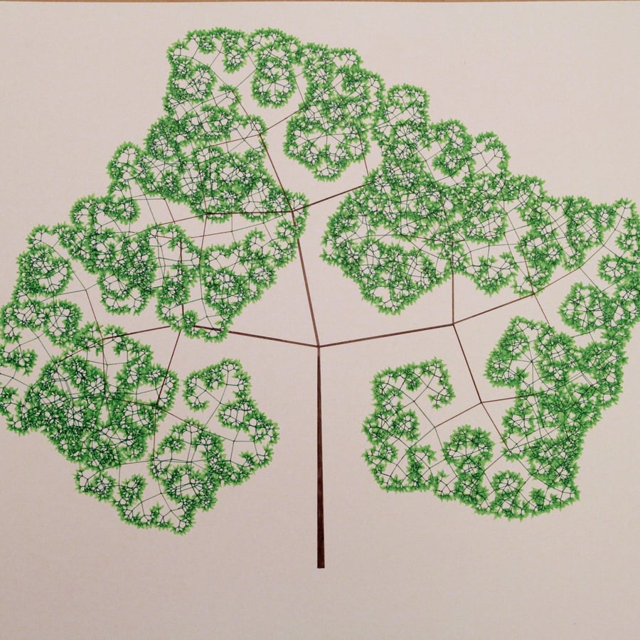 Fractal Tree 3 - Limited edition print - ink drawing- mathematical art - fractal