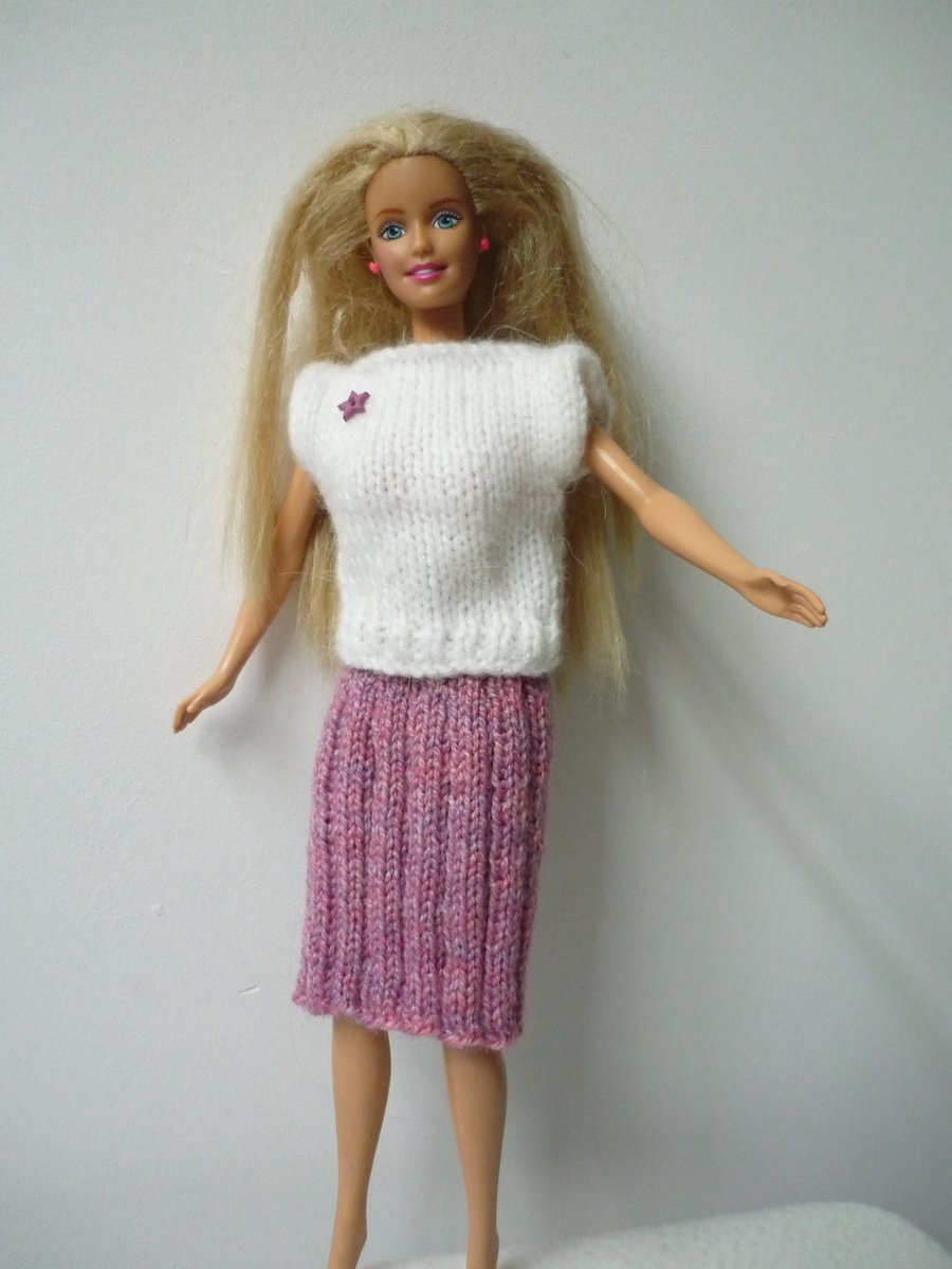 Barbie Outfit - Faux Pleated Skirt and Cap Sleeved Top