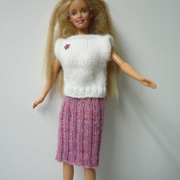 Barbie Outfit - Faux Pleated Skirt and Cap Sleeved Top
