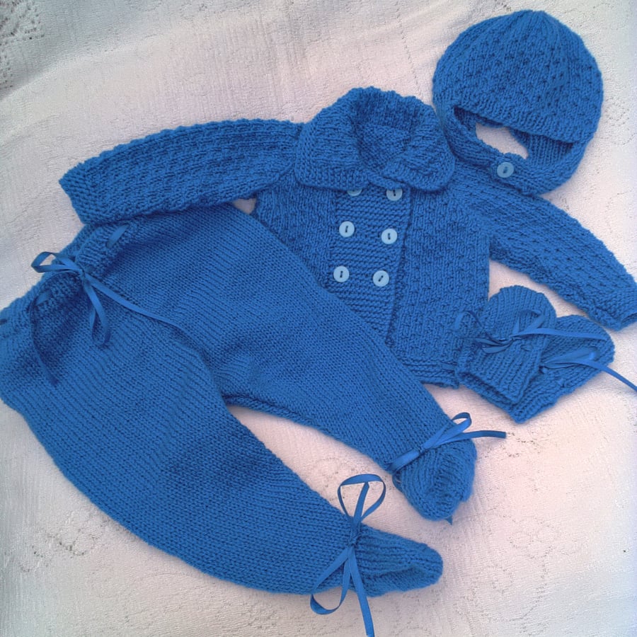 A Jacket, Trousers, Hat and Mittens Outfit for a Baby, Baby Clothes, Custom Make