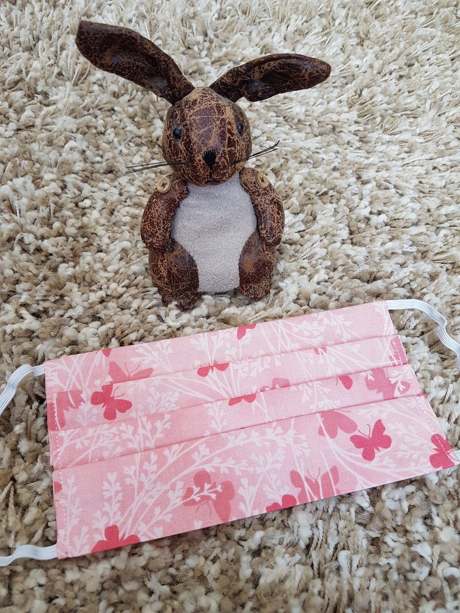 Adult face covering – Pink butterfly material