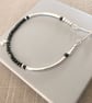 Sterling Silver Black Spinel Bracelet Butterfly Charm Bracelet with Slider Clasp - Image 3