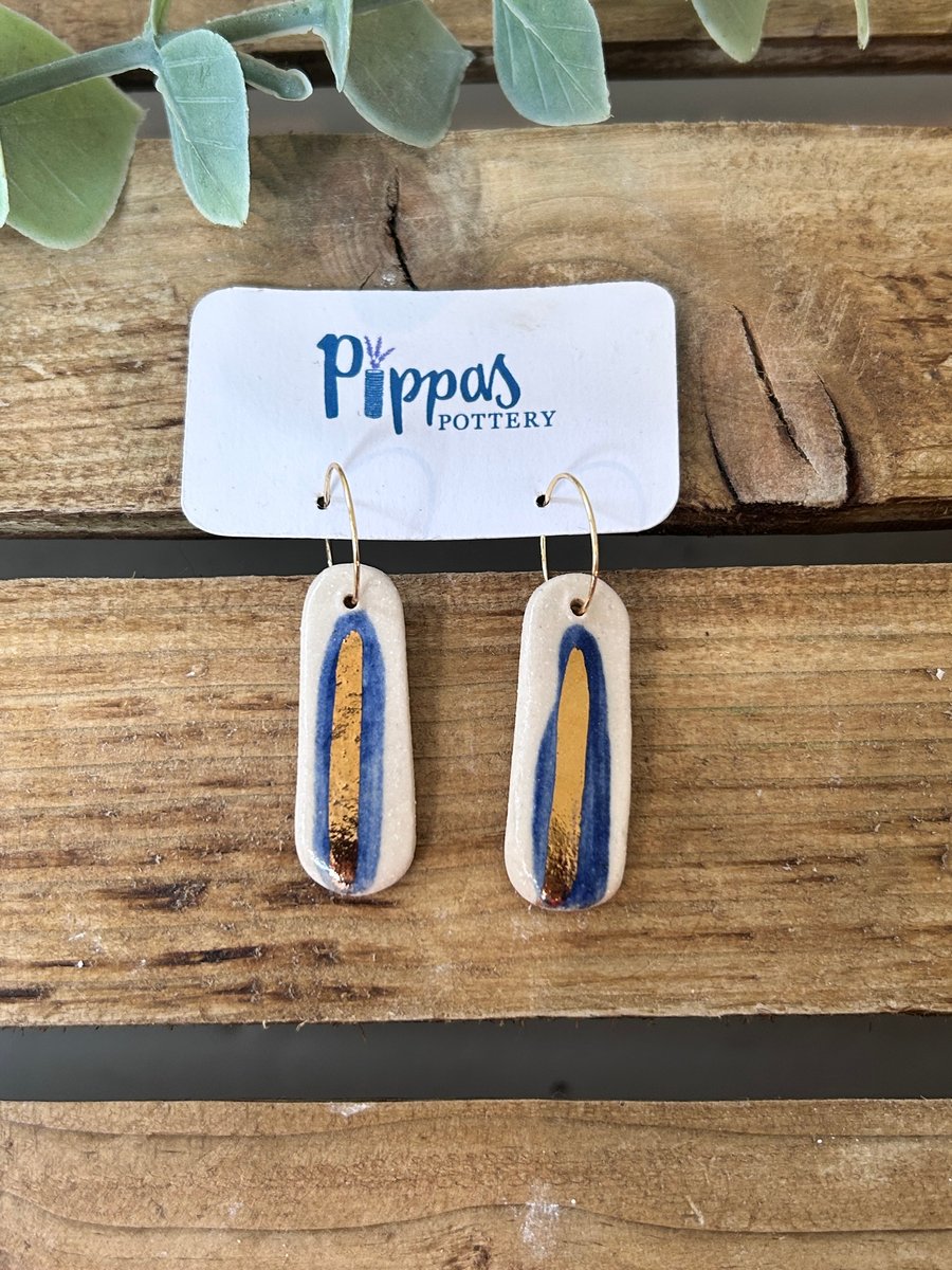Blue and Gold Earrings 