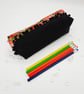 Red roses and black denim, pencil case with a bobble trim.  - Image 3