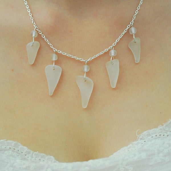 White sea glass necklace