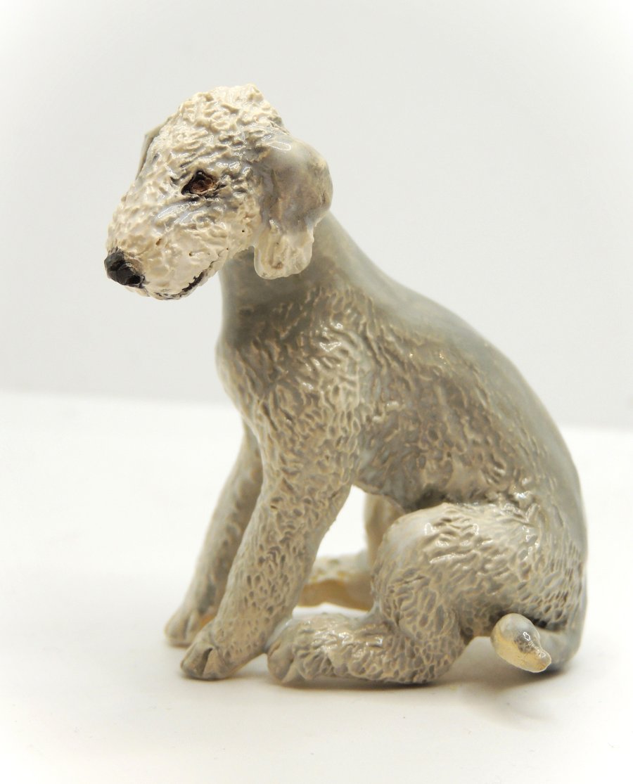 Miniature Ceramic Bedlington Terrier sculpture 