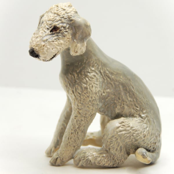 Miniature Ceramic Bedlington Terrier sculpture 