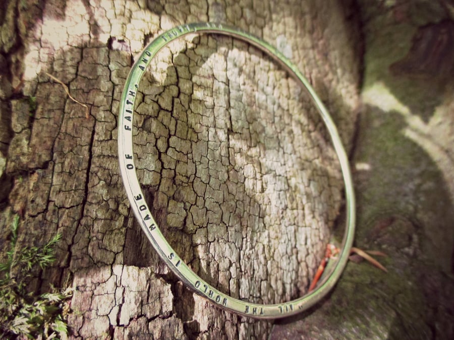 PIXIE - personalised Sterling Silver bangle, gift idea, ooak , word jewellery