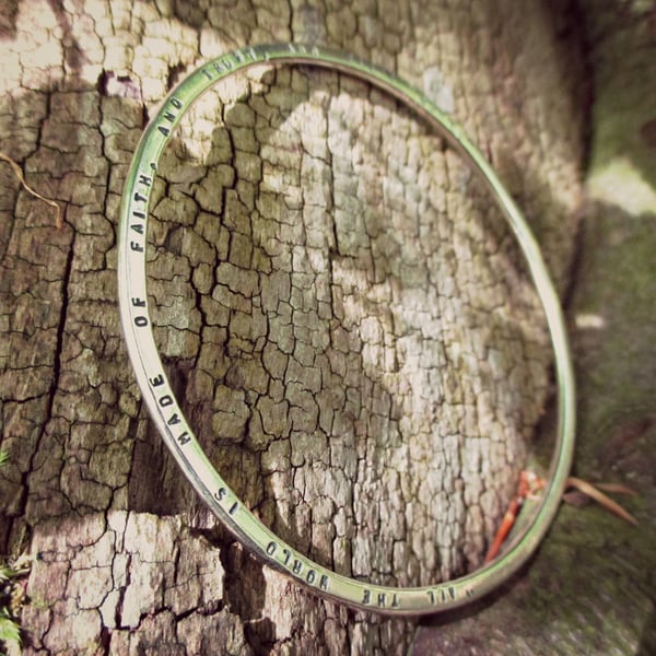 PIXIE - personalised Sterling Silver bangle, gift idea, ooak , word jewellery
