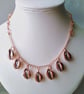 Rosegold Cowrie Shell & Rose Pink Crystal Chain Necklace 16 Inch - Image 2