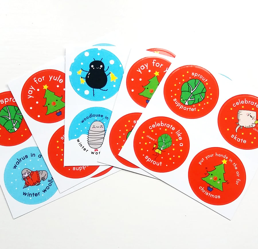 stickers - set of 2 sheets of christmas stickers