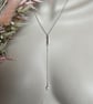 Rice Pearl Bar Drop Pendant & 18" Trace Chain- Handmade - Image 1