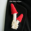 Crochet red toadstool brooch, crochet mushroom brooch 