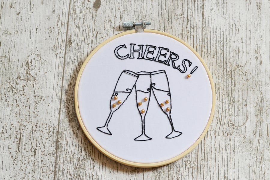 Hoop Wall Hanging, Celebration, Wedding, Birthday, Glasses, Champagne,