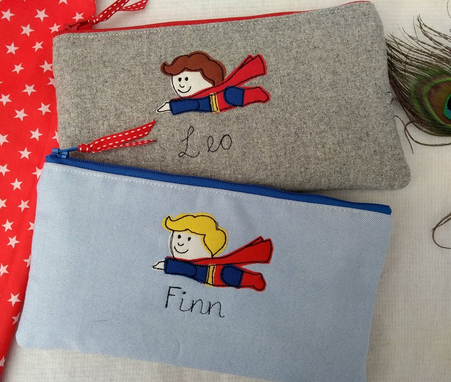Superhero Custom Pencil Case - Personalised Children's Boys Pen Case Xmas gift