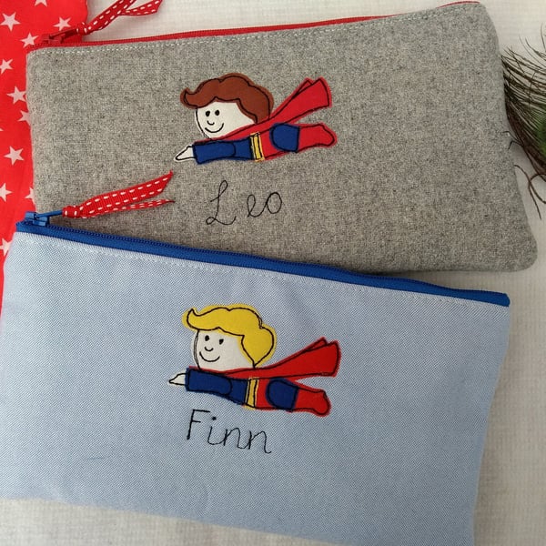 Superhero Custom Pencil Case - Personalised Children's Boys Pen Case Xmas gift