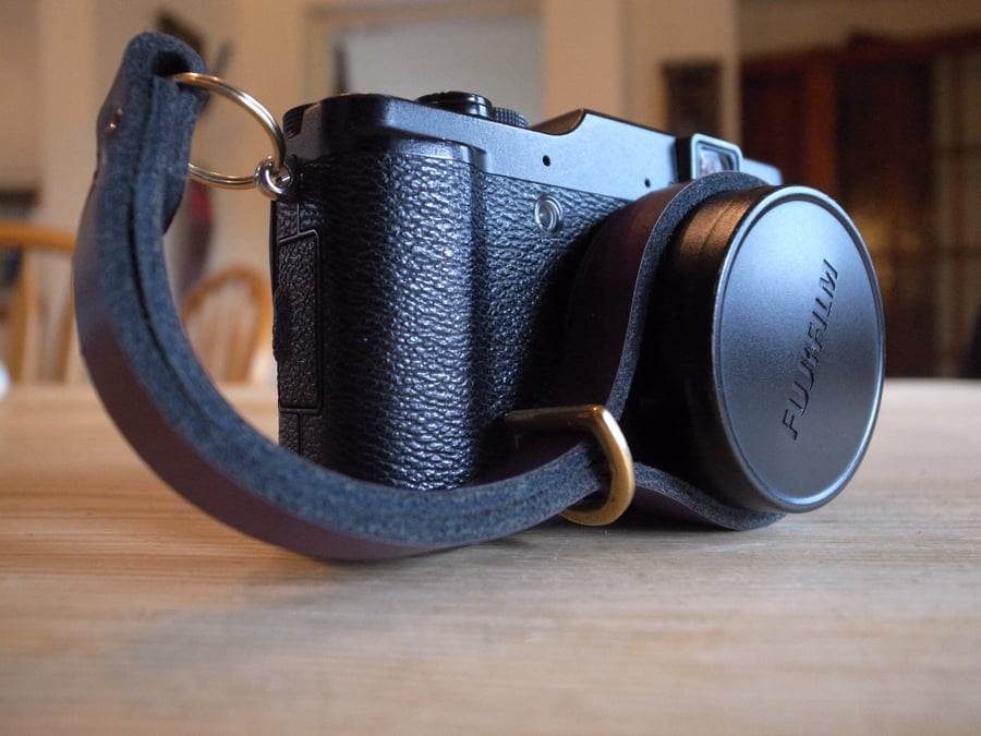 Handmade Leather camera wrist strap - PURPLE