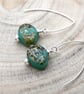 green raku oval earrings