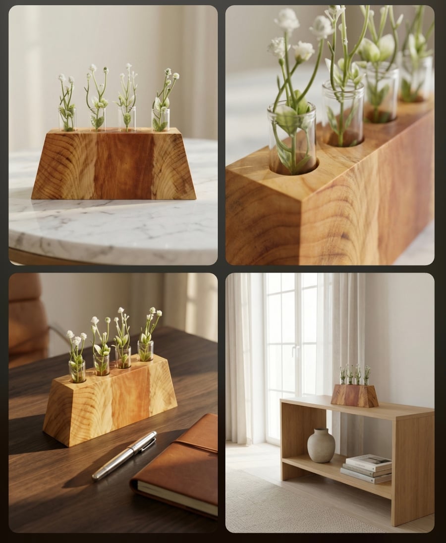 Monkey puzzle wooden flower display 