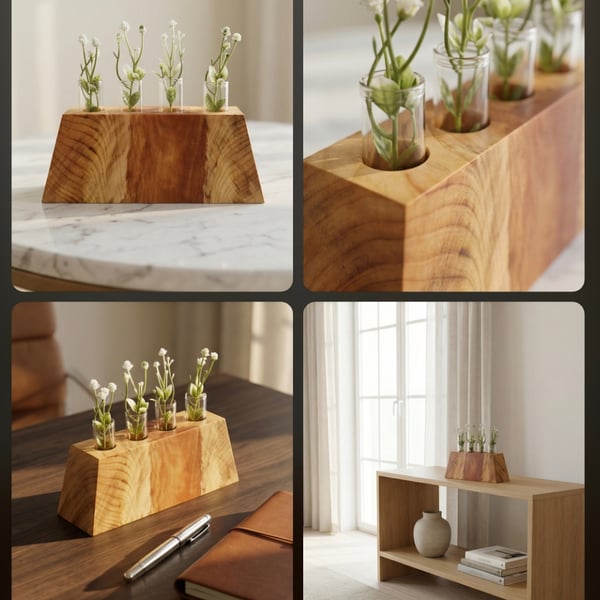 Monkey puzzle wooden flower display 