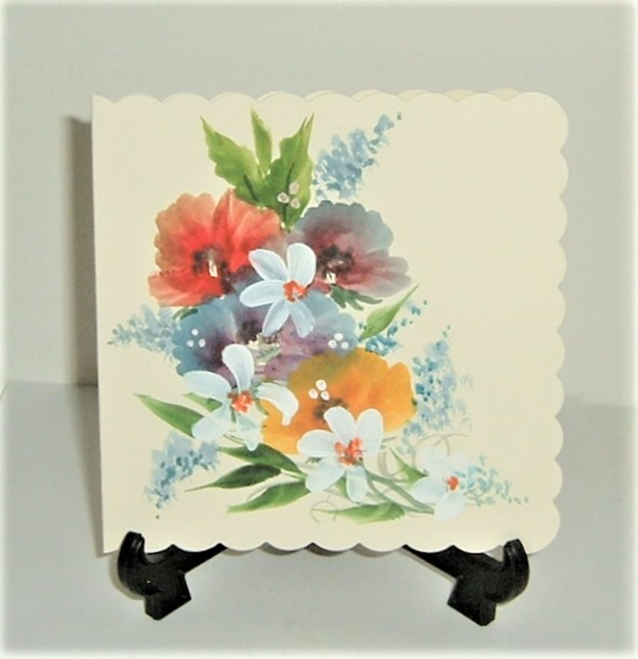 original art hand painted greetings card ( ref F 591)