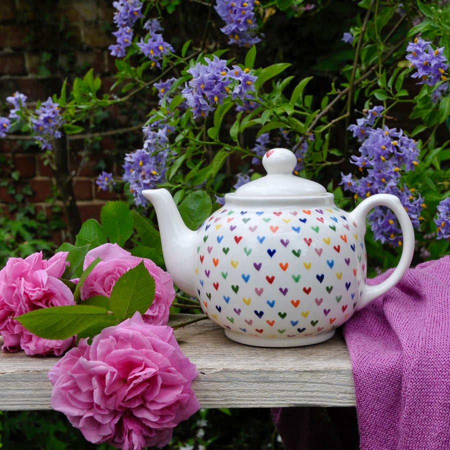 Love Hearts Teapot - Hand Painted