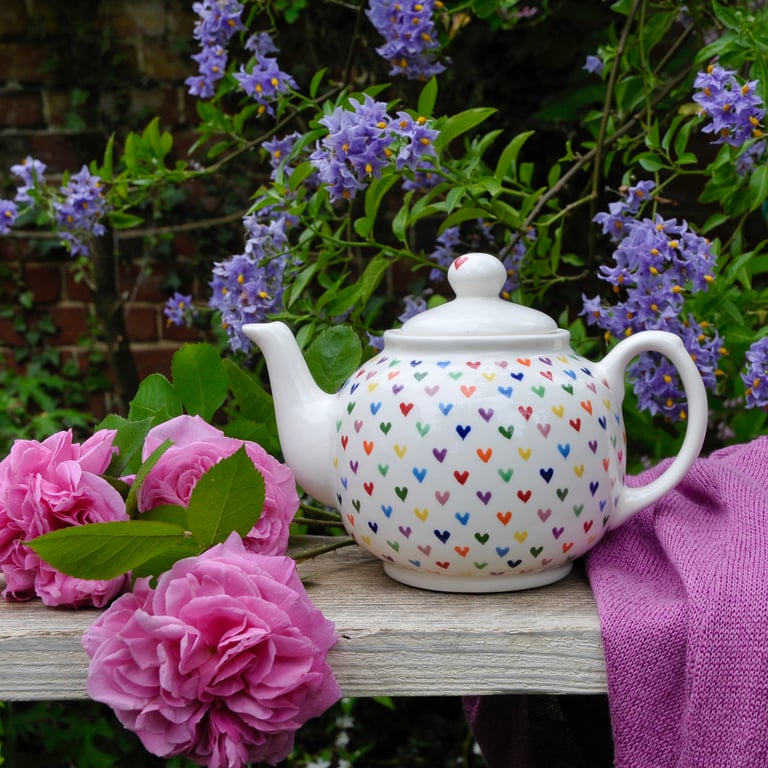 Love Hearts Teapot - Hand Painted