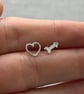 Heart & Arrow Stud Earrings - Handmade, Sterling Silver  - Image 1