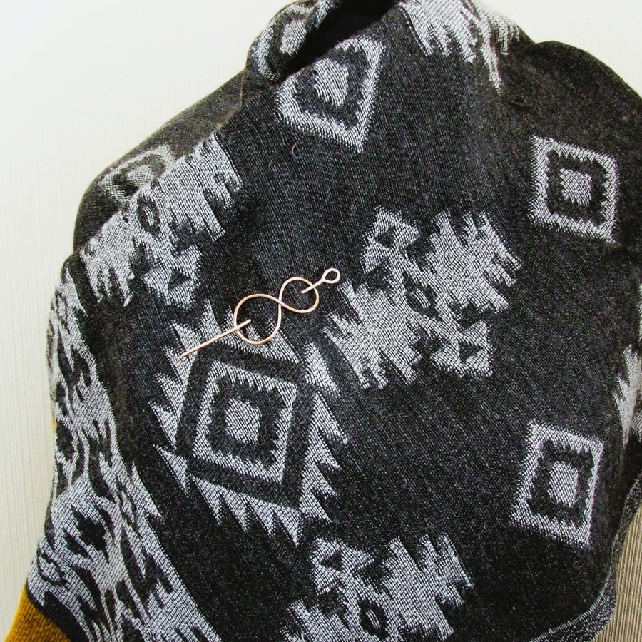 Shawl Pin, Copper Celtic Infinity Knot