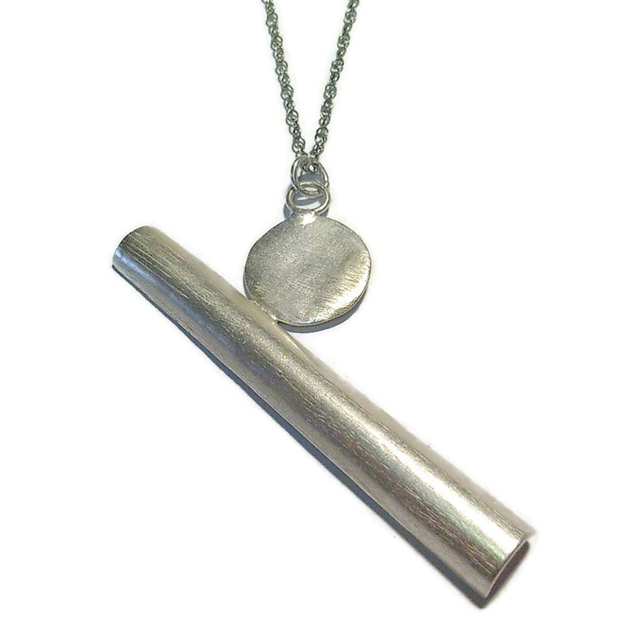 geometric handmade sterling silver sculptural pendant