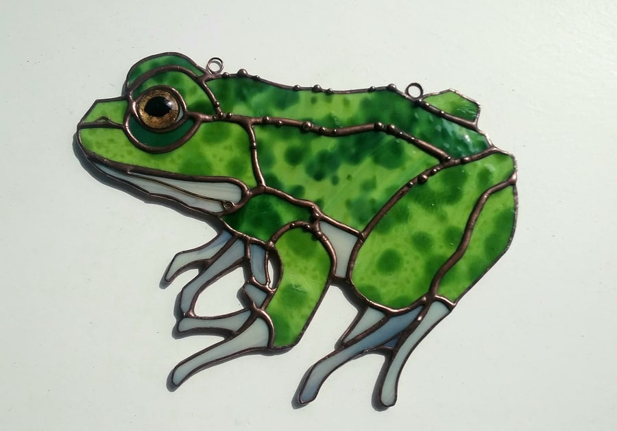 Stained Glass 'Ribbert the Frog' - handmade in Hampshire