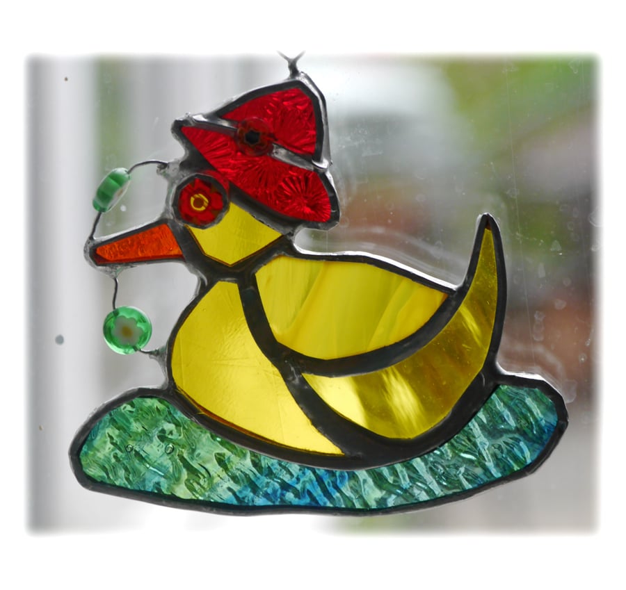 Duckling Suncatcher Stained Glass Yellow duck 008