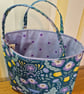 Fabric gift bag: floral display on teal - Image 3