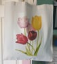 Tulip Flower Print Cotton Shopping Tote Bag - Image 2