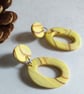 YELLOW MARBLE EFFECT POLYMER CLAY EARRINGS - - FREE UK POSTAGE - Image 2
