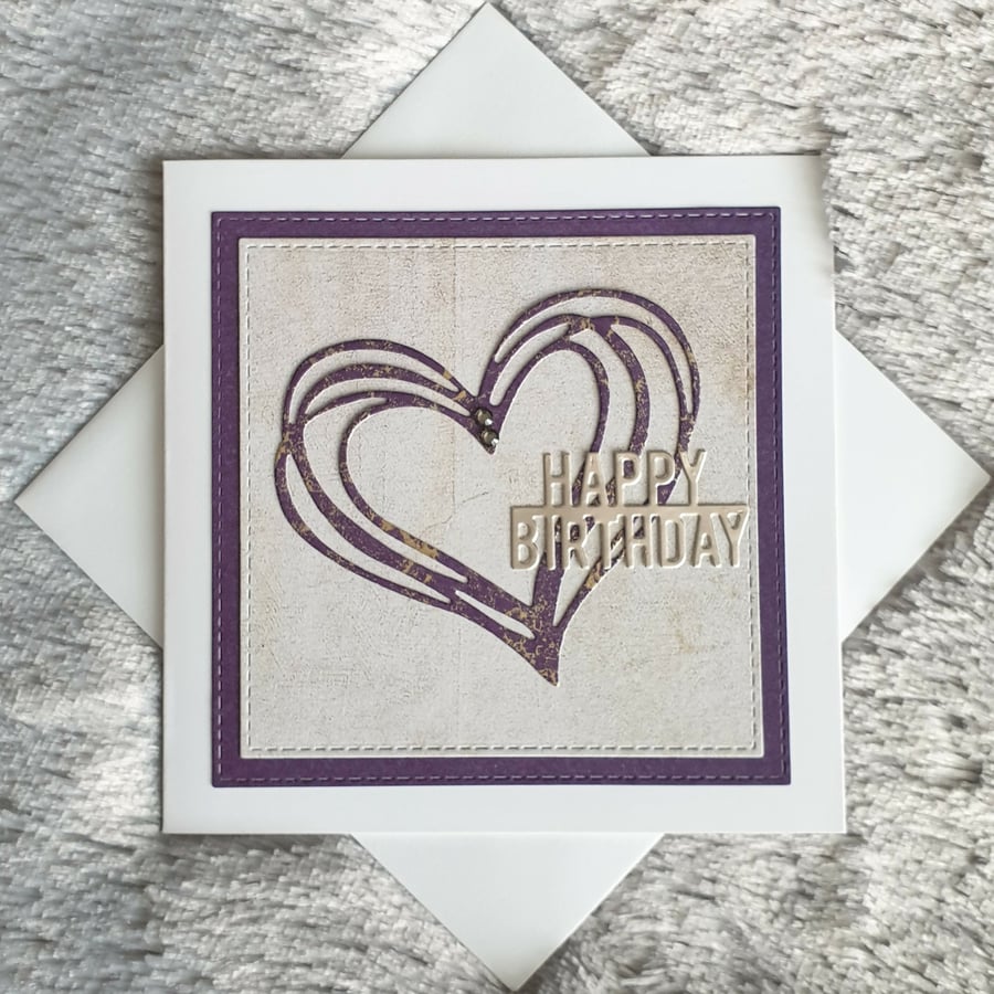 Purple Heart Birthday Card 